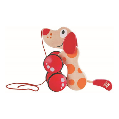 Hape Walk A Long Pepe Puppy Wooden Push Pull Toy, Ages 1 and Up, Red and Orange - VMInnovations
