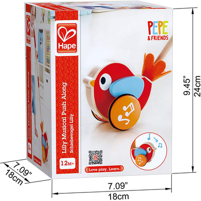 Hape Walk A Long Bird Wooden Push Pull Toy with Detachable Stick, Ages 1 and Up - VMInnovations