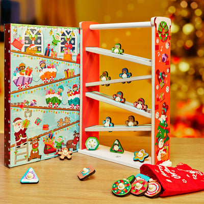 Hape E0388A Kids Wooden Rollercoaster Christmas Advent Calendar with 24 Figures