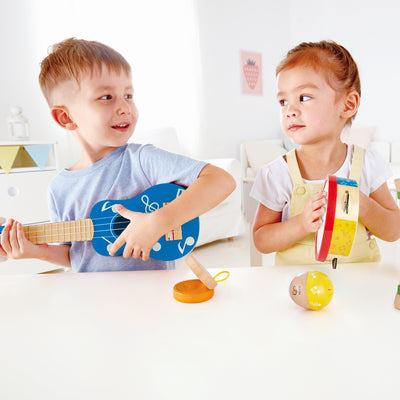 Hape Preschool Toddler Kids 5 Piece Wood Plastic Musical Toy Instrument Band Set (Refurbished)