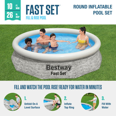 Bestway Fast Set 10' x 26" Inflatable Swimming Pool Outdoor Set (Used)