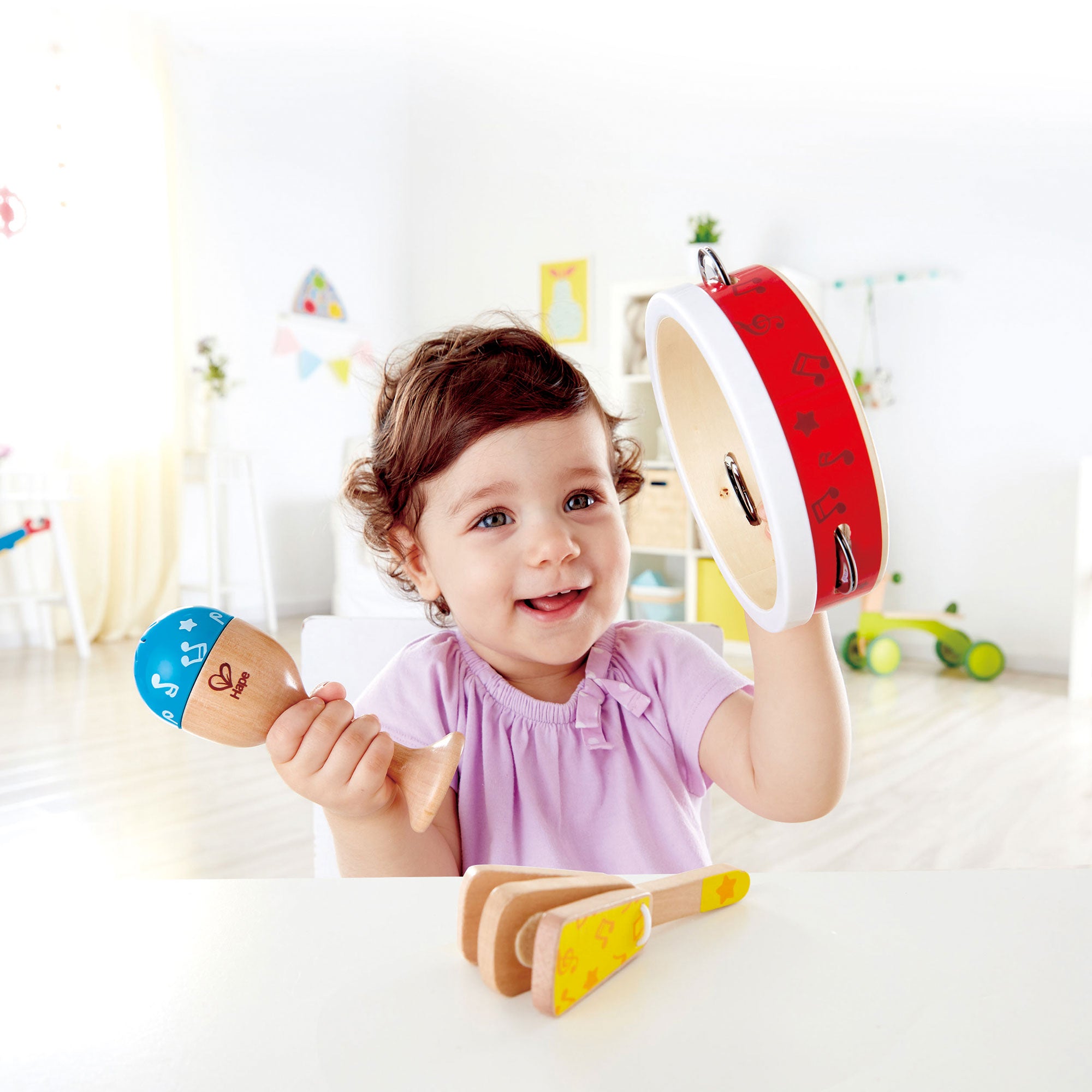 Hape Kids Toddler 3 Piece Wooden Musical Instrument Set (Open Box) - VMInnovations