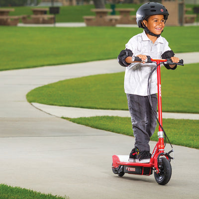 Razor E100 Kids Motorized 24 Volt Electric Powered Ride On Scooter, Red