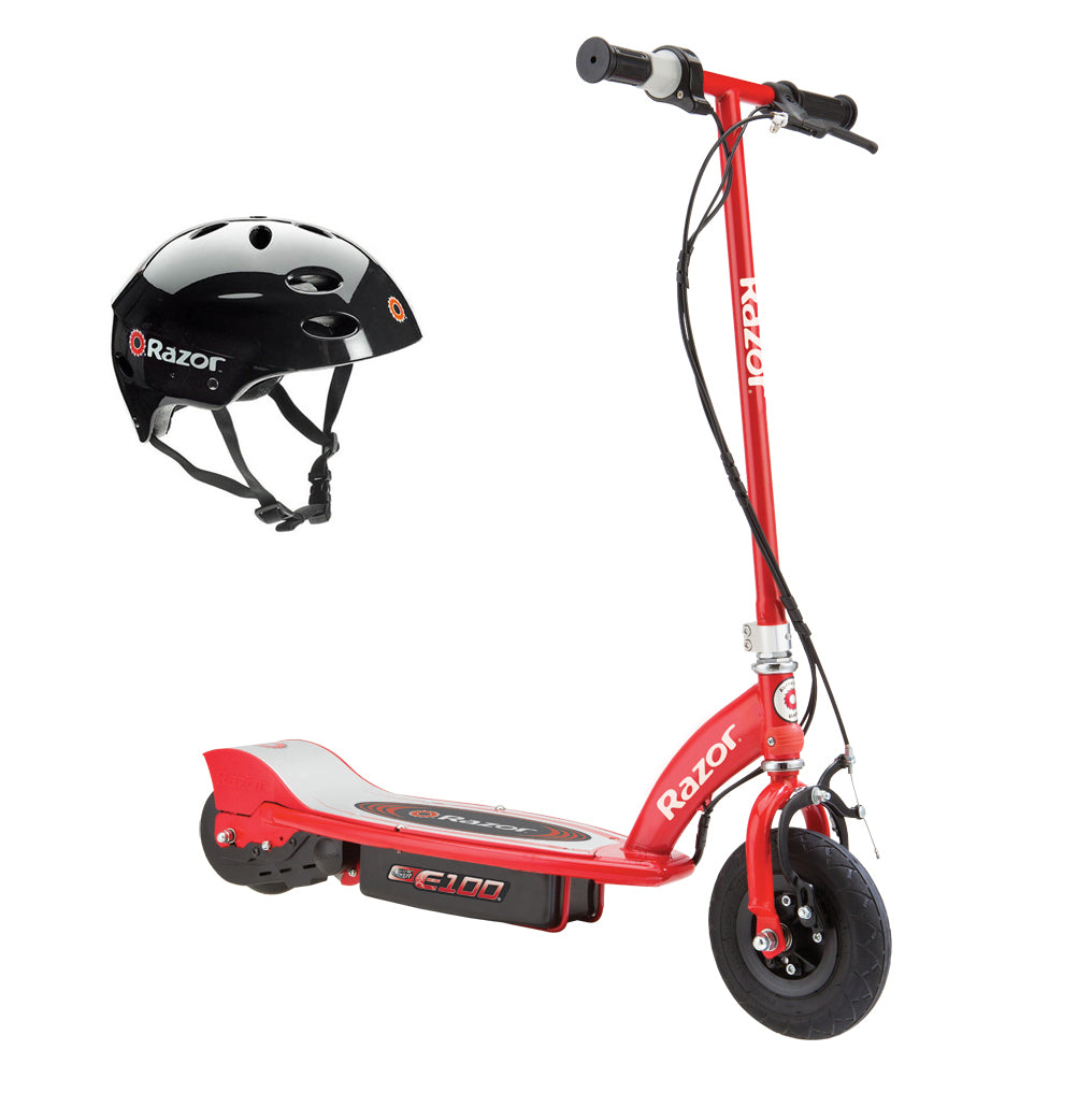 Razor E100 Kids Motorized 24 Volt Electric Powered Ride On Scooter with Helmet