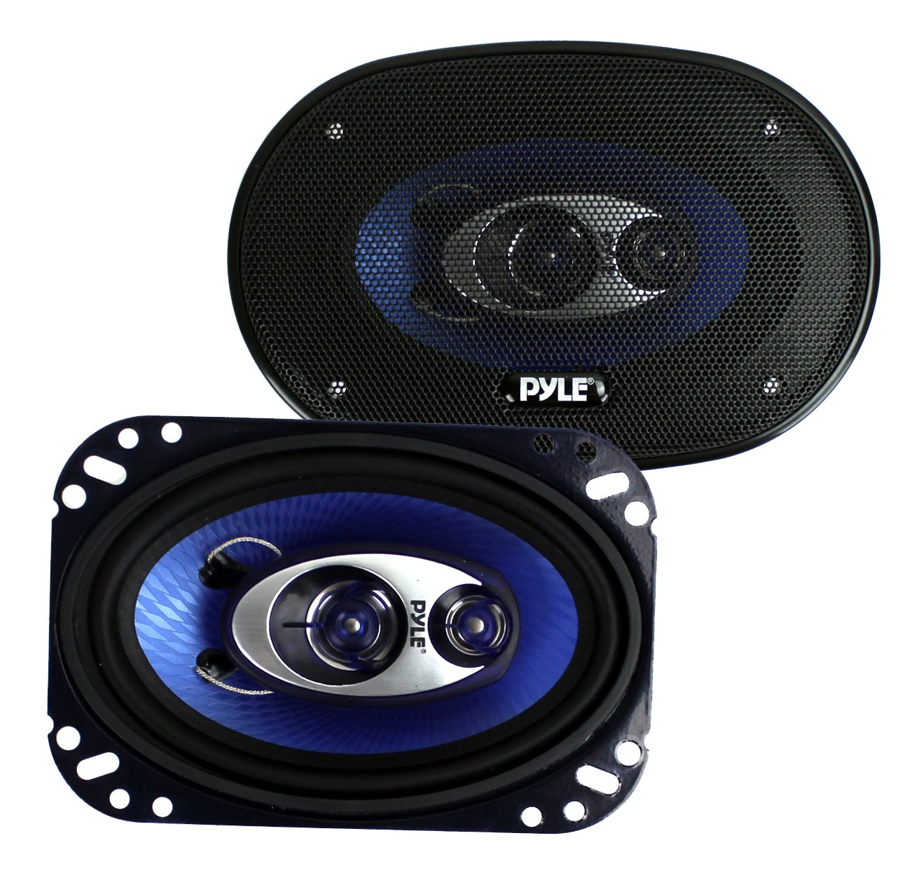2) New Pyle 4x6" 240W 3 Way Car Audio Speakers PAIR Blue (Refurbished)(Open Box) - VMInnovations