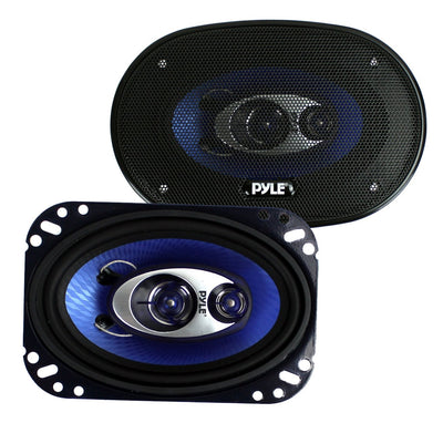 2) New Pyle 4x6" 240W 3 Way Car Coaxial Audio Speakers PAIR Blue (Refurbished)