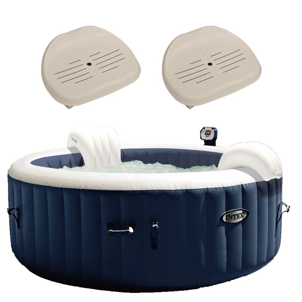 Intex Pure Spa Inflatable 4 Person Hot Tub and Slip Resistant Seat (2 Pack)
