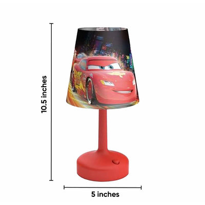 Disney Princess Table Lamp Bundled w/ Disney Cars Portable 10 Inch Kids Table Lamp