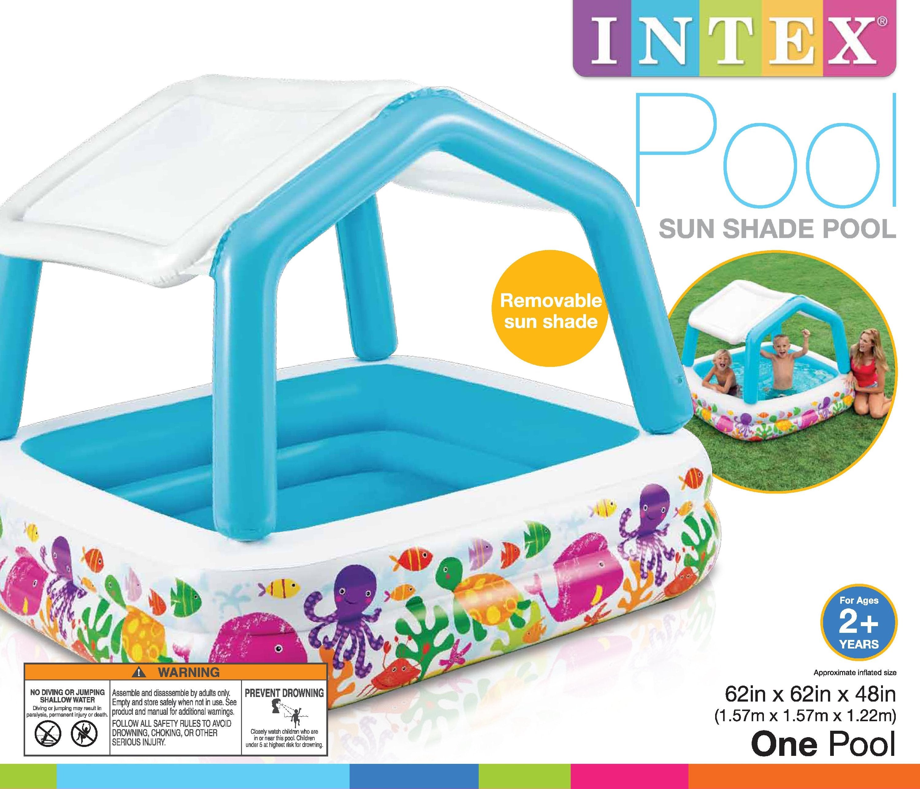 Intex Sunset Inflatable Baby Pool (2 Pack) & Inflatable Ocean Scene Kids Pool - VMInnovations