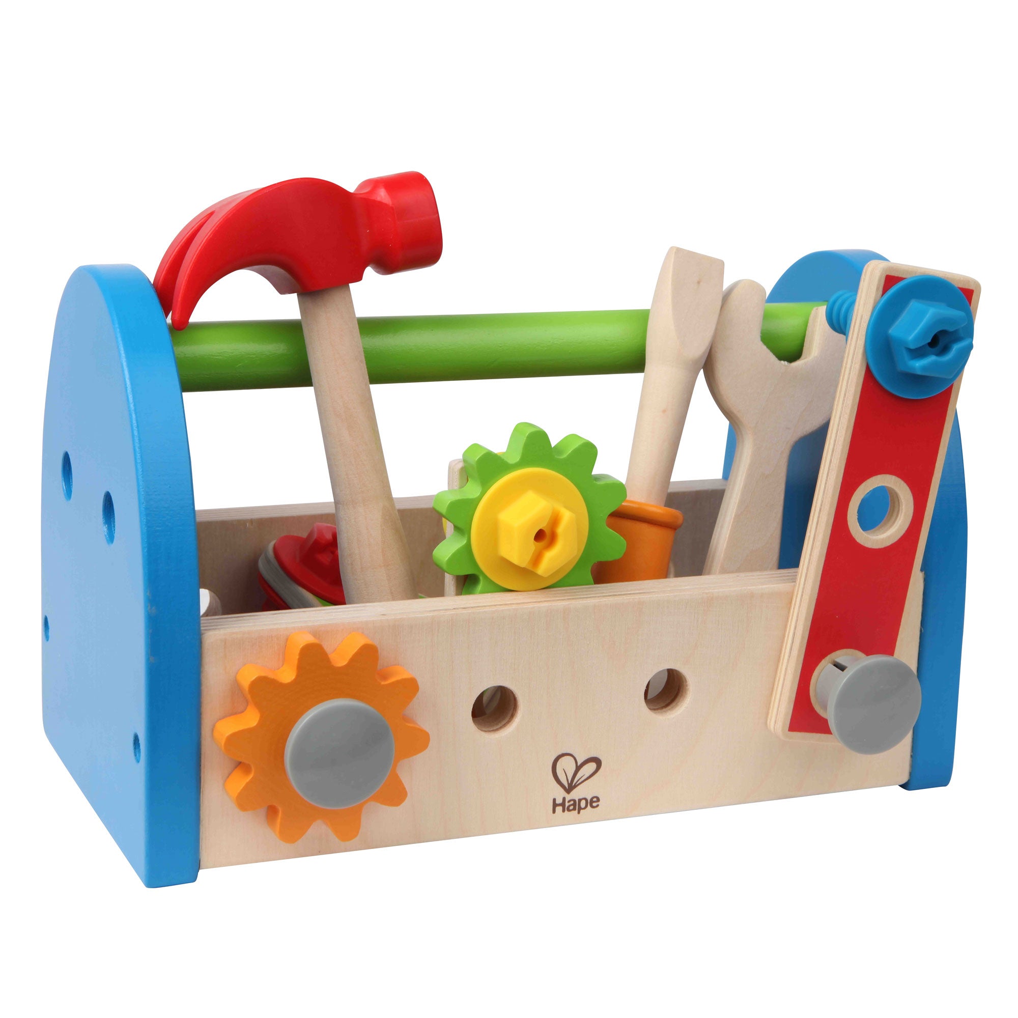 Hape Wooden Child Master Workbench Toy Builder Set Bundle with Fix It Tool Box