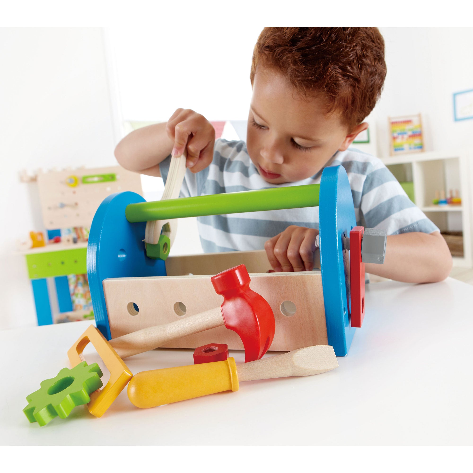 Hape Fix It Tool Box Kids Toddler Preschool Wooden Construction Toy Play Set