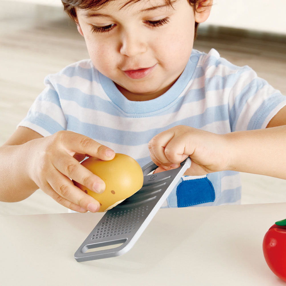 Hape Cook 'N Serve Kids Pretend Play Wooden Cooking Kitchen Bundle w/ Play Food