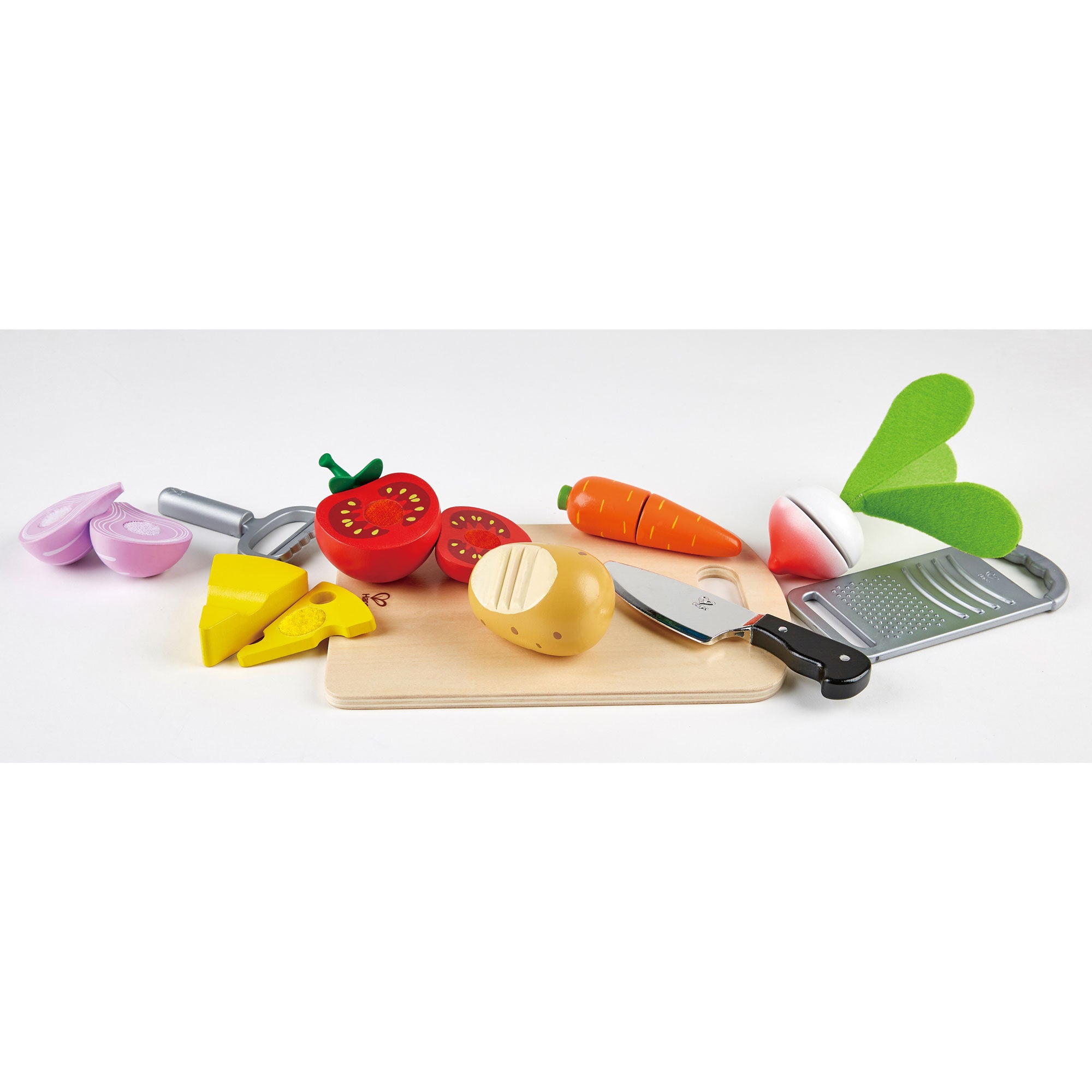 Hape Cook 'N Serve Kids Pretend Play Wooden Cooking Kitchen Bundle w/ Play Food