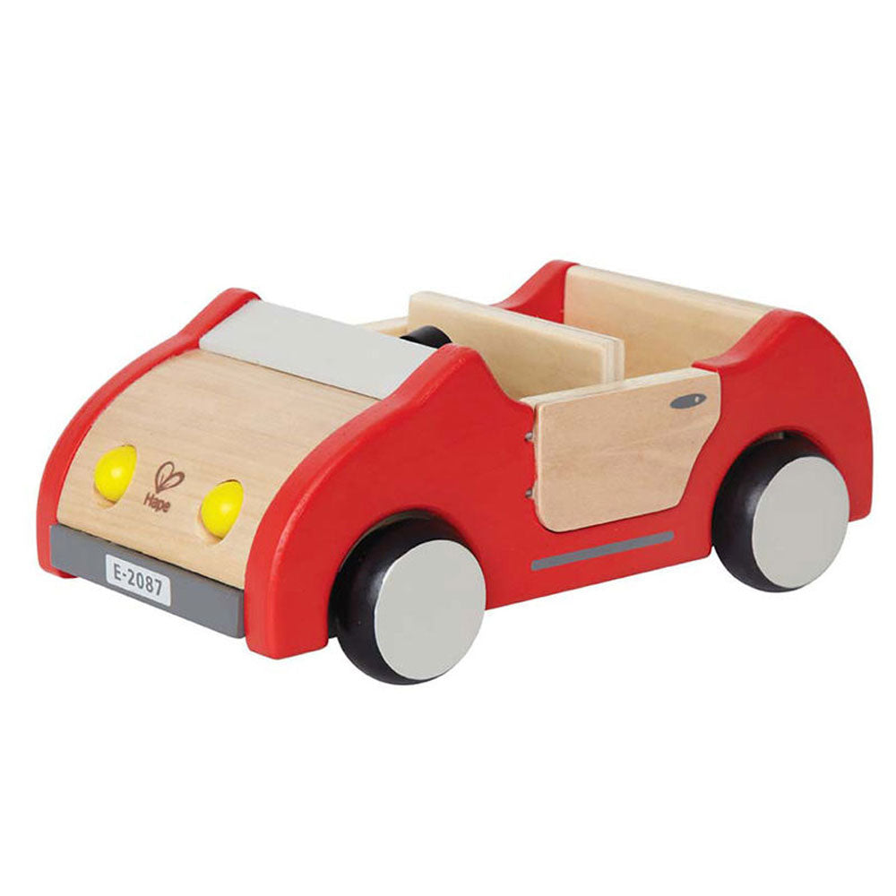 Hape All Season Kids 10 Room Dollhouse Bundle with Wooden Family Play Toy Car - VMInnovations