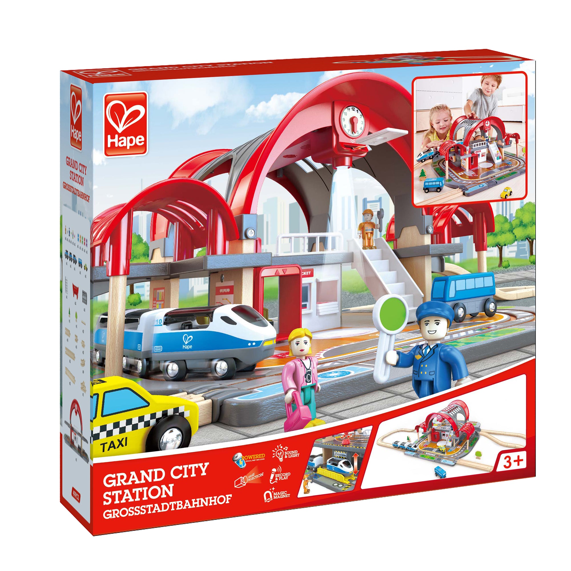 Hape Grand City Themed Magnetic Kids Play Freight Train Railway Station Toy Set - VMInnovations