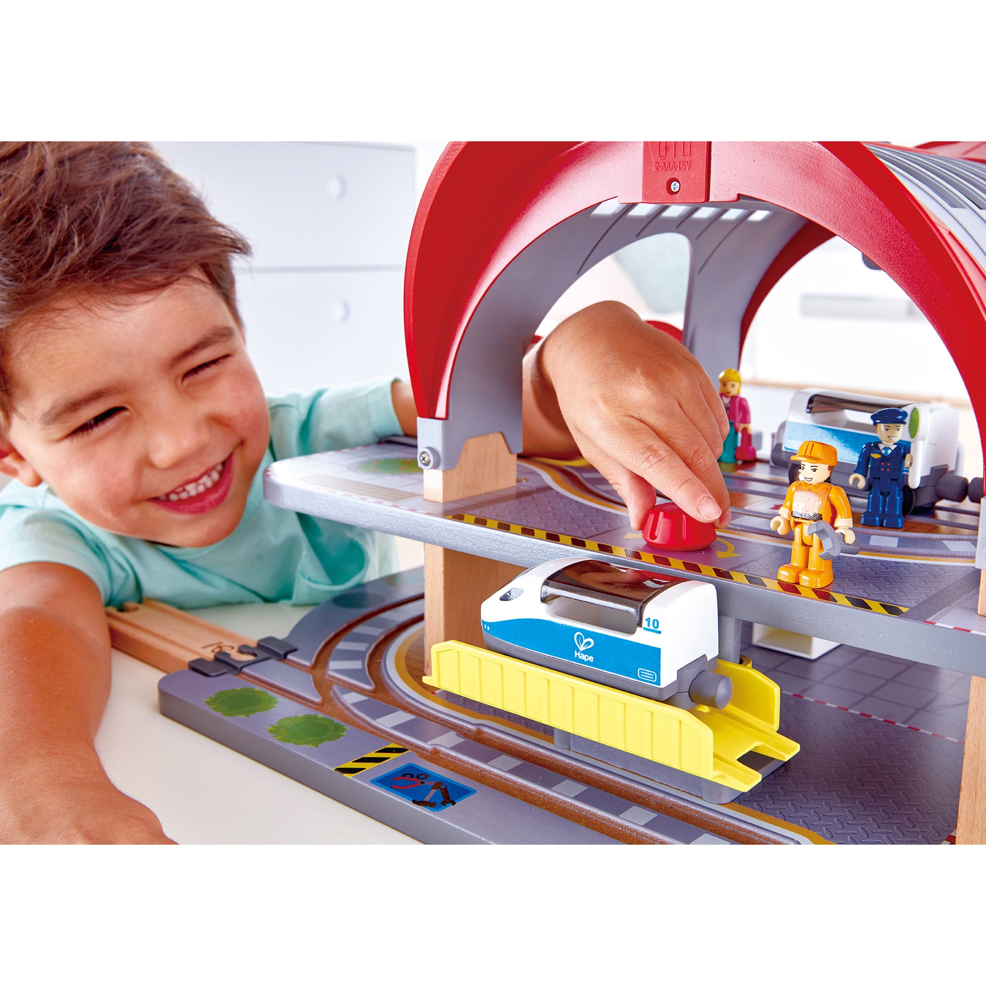 Hape Grand City Themed Magnetic Kids Play Freight Train Railway Station Toy Set - VMInnovations