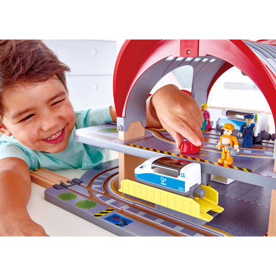 Hape Grand City Themed Magnetic Kids Play Freight Train Railway Station Toy Set - VMInnovations