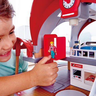 Hape Grand City Themed Magnetic Kids Play Freight Train Railway Station Toy Set - VMInnovations