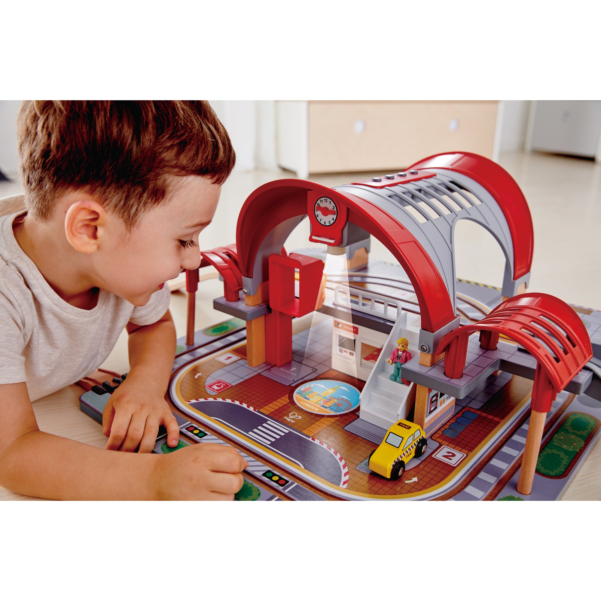 Hape Grand City Themed Magnetic Kids Play Freight Train Railway Station Toy Set - VMInnovations
