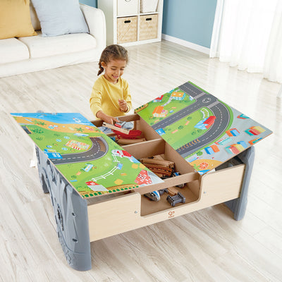 Hape 70 Piece Railway Train Set Table with Battery Powered Locomotive (Open Box)