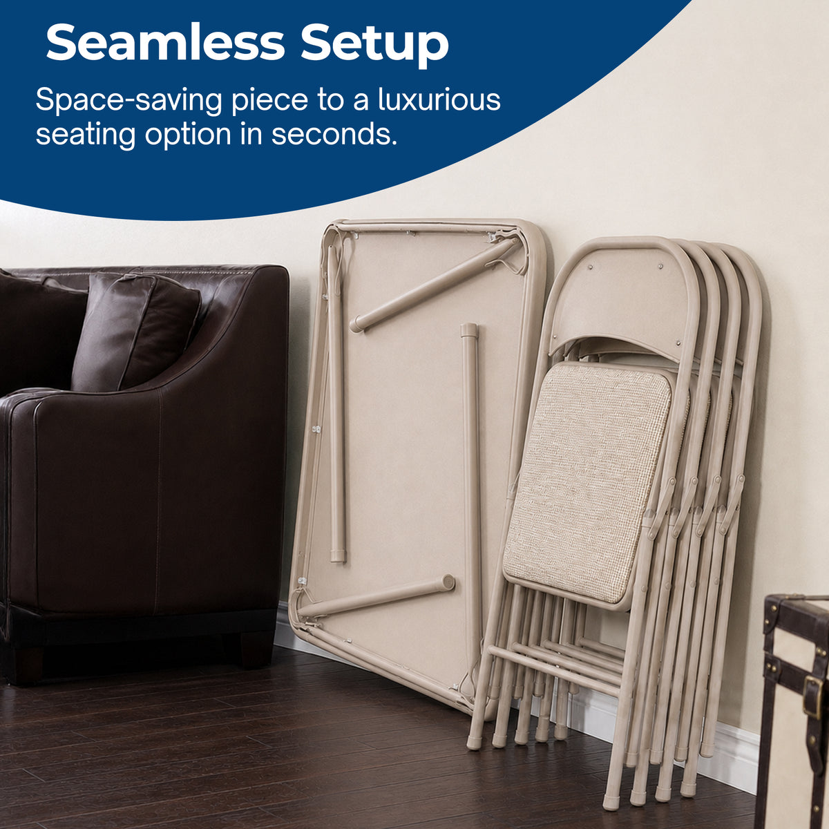 MECO Sudden Comfort 5 Piece 34x34 Card Table and 4 Chairs Folding Furniture Set - VMInnovations