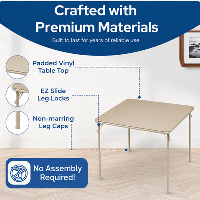 MECO Sudden Comfort 5 Piece 34x34 Card Table and 4 Chairs Folding Furniture Set - VMInnovations