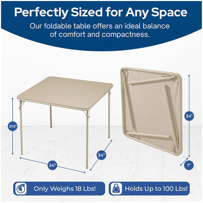 MECO Sudden Comfort 5 Piece 34x34 Card Table and 4 Chairs Folding Furniture Set - VMInnovations