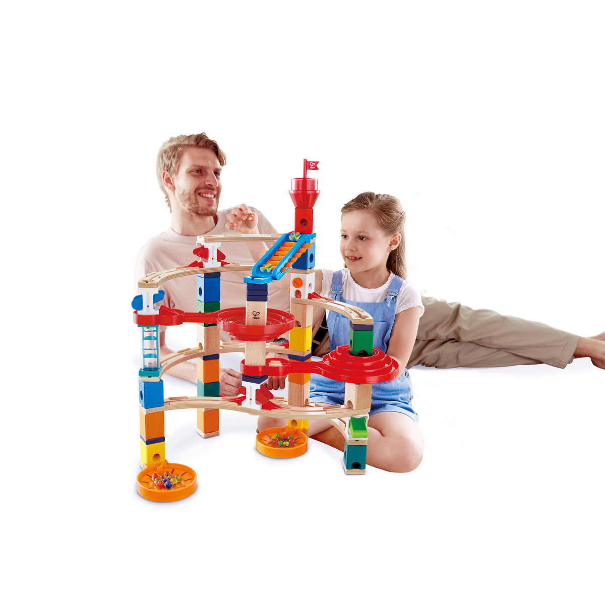 Hape Super Spirals Quadrilla Wooden Marble Run Construction Building Set (Used)