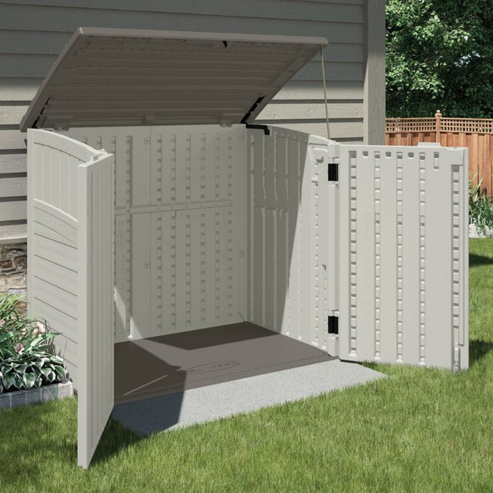 Suncast 34 Cubic Feet Horizontal Backyard Storage Stow Away Shed, Ivory (4 Pack) - VMInnovations