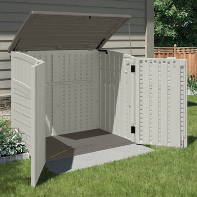 Suncast Resin Versatile Vertical Storage Shed Building & Horizontal Storage Shed - VMInnovations
