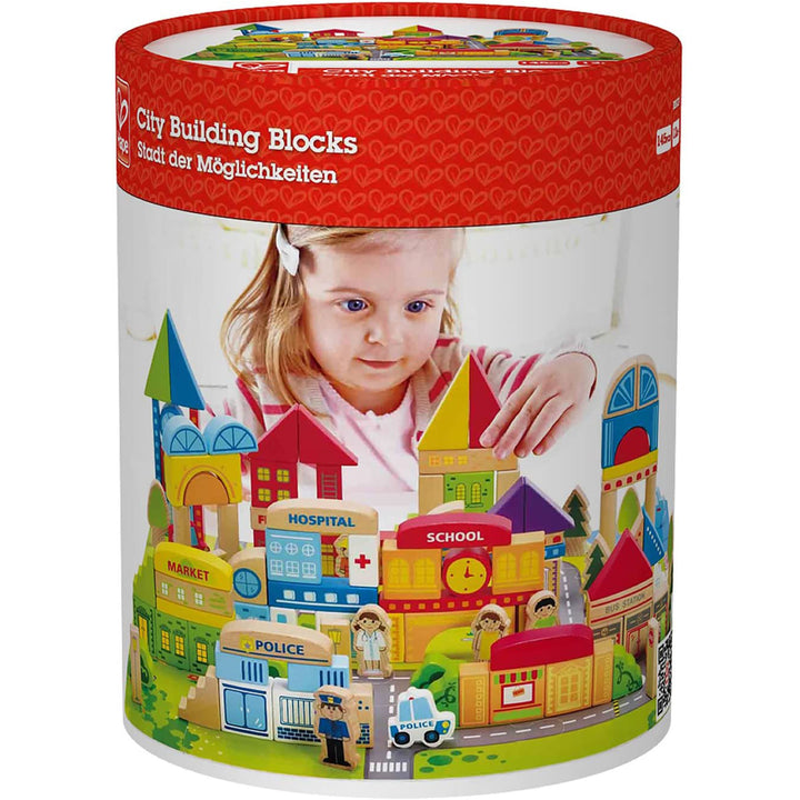 Hape City Building Blocks Colored Wooden Playset, 145 Piece Set (Open Box)