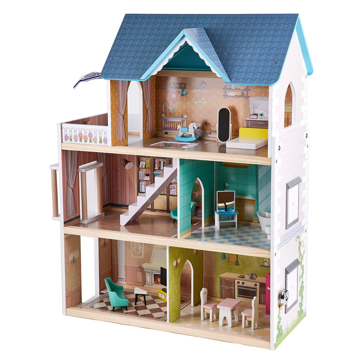 Hape Pretend Play 3 Story Wood Doll House & Furniture for Age 3 & Up (Open Box)