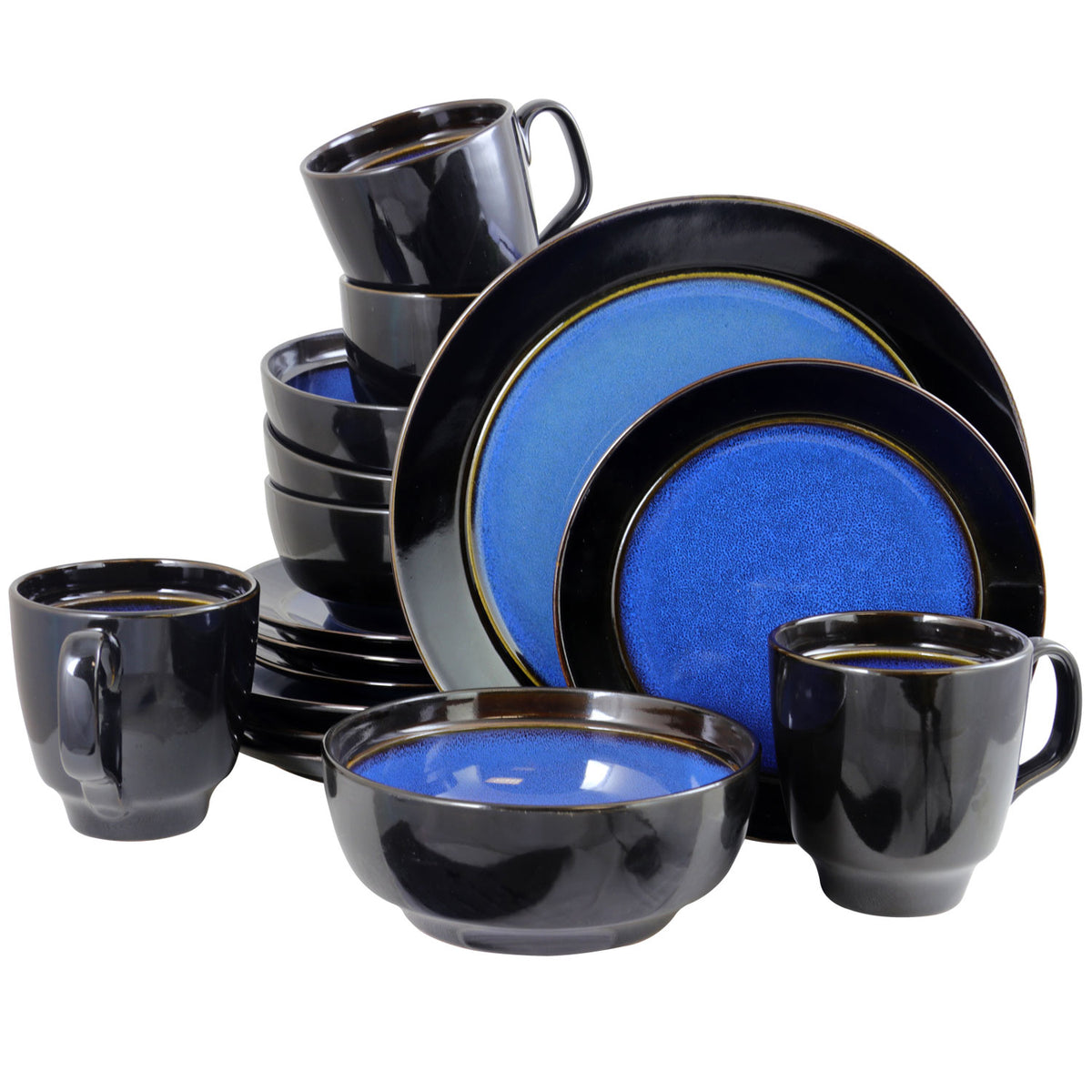 Gibson Elite Bella Galleria 16 Pc Dinnerware with Plates, Bowls, & Mugs (2 Pack)