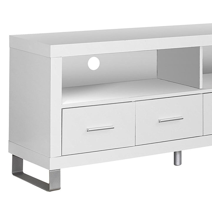 Monarch Contemporary Entertainment Center TV Stand w/ Storage, White (2 Pack)