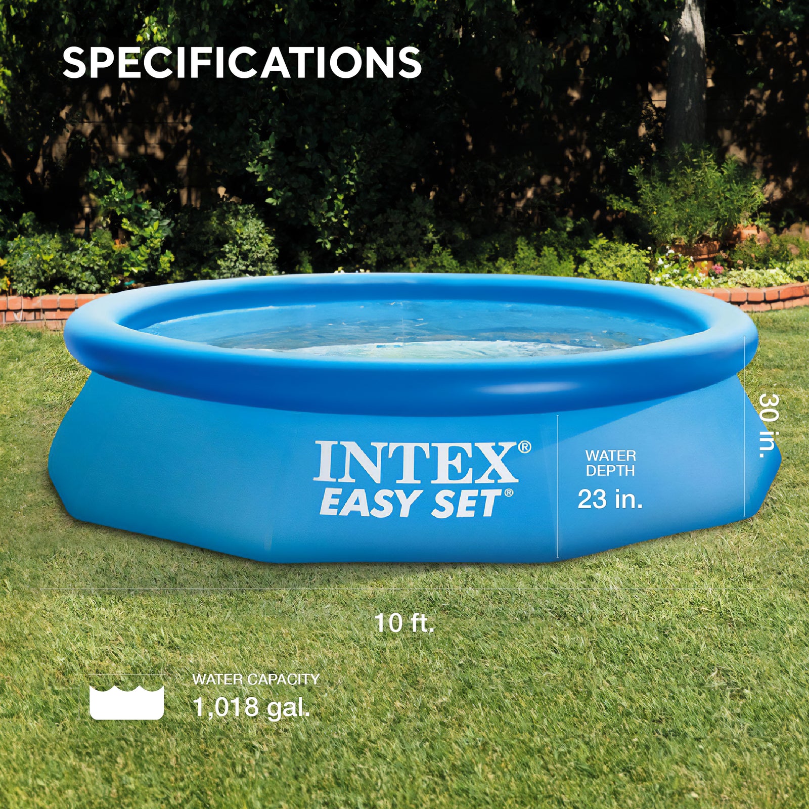 Intex Easy Set 10' x 30" Round Inflatable Above Ground Swimming Pool with Cover - VMInnovations