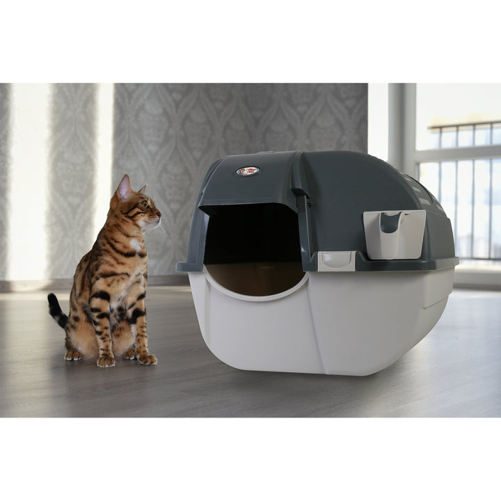 Omega Paw EZ-RA15-1 Elite Roll 'N Clean Self Cleaning Litter Box, Regular, Gray