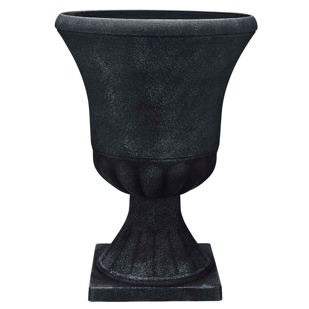 Southern Patio Winston 16 Inch Diameter Resin Outdoor Planter, Black (Open Box) - VMInnovations