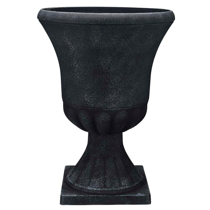 Southern Patio Winston 16 Inch Diameter Resin Outdoor Planter, Black (Open Box) - VMInnovations