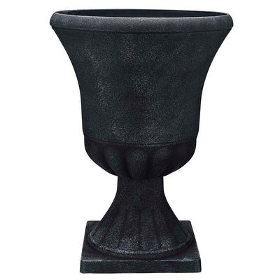 Southern Patio Winston 16 Inch Diameter Resin Outdoor Planter, Black (Open Box) - VMInnovations