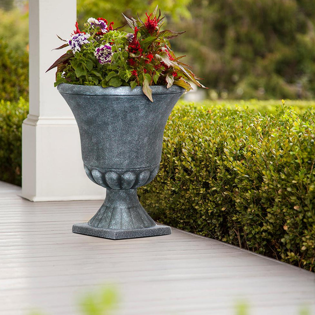 Southern Patio Winston 16 Inch Diameter Resin Outdoor Planter, Black (Open Box) - VMInnovations