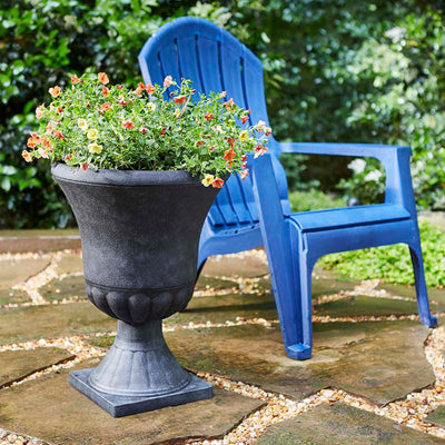 Southern Patio Winston 16 Inch Diameter Resin Outdoor Planter, Black (Open Box) - VMInnovations
