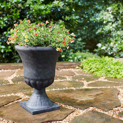 Southern Patio Winston 16 Inch Diameter Resin Outdoor Planter, Black (Open Box) - VMInnovations