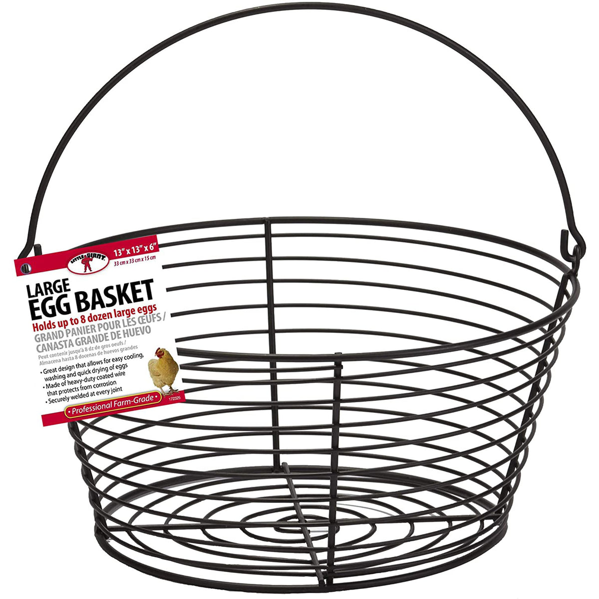 Little Giant Metal Wire Egg Basket for Collecting Chicken Eggs, Black (Open Box)