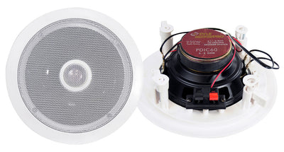 Pyle PDIC60 6.5 Inch 250 Watt 2 Way In Ceiling Round Home Speakers System, White - VMInnovations