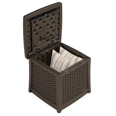 Suncast 13-Gallon Patio End Table w/ Storage w/ Suncast Loveseat w/ Storage