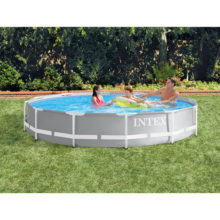 Intex Prism Frame 12' x 30" Above Ground Swimming Pool with 48" Ground Ladder