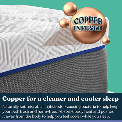 Early Bird Performance 10 Inch Cool Gel Copper Firm Memory Foam Mattress, Twin