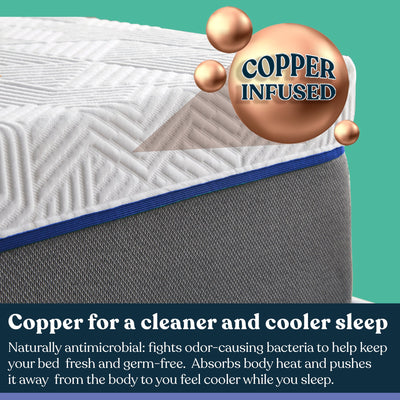Early Bird Performance 12 Inch Gel Copper Memory Foam Mattress, California King - VMInnovations
