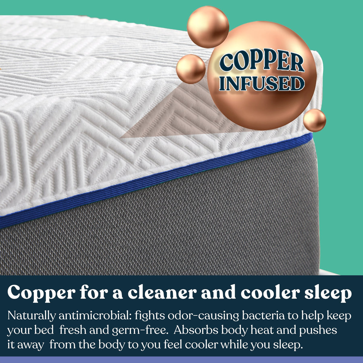 Early Bird Performance 12 Inch Gel Copper Firm Memory Foam Mattress, Twin XL