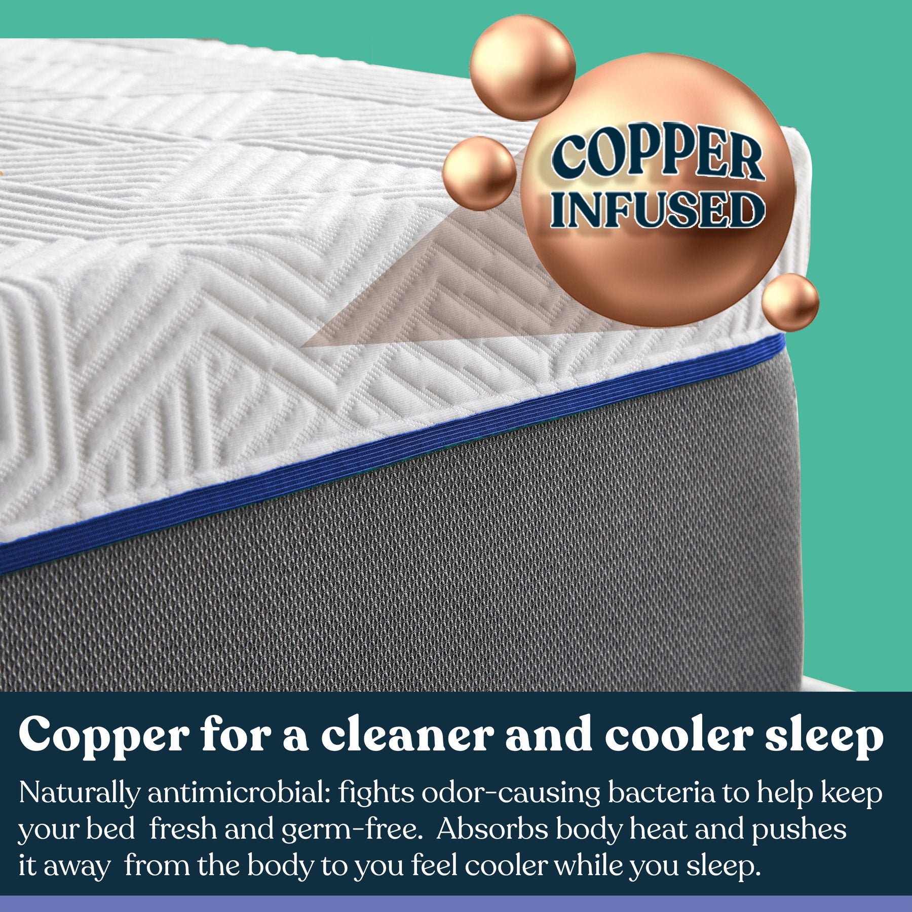 Early Bird Performance 12 Inch Gel Copper Firm Memory Foam Mattress, Twin XL